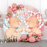 Lofaris He Or She Bear Baby Shower Round Backdrop Cover